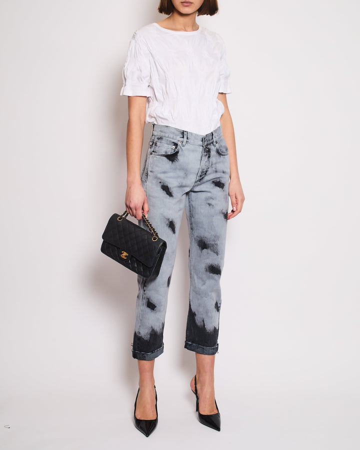 Christian Top quality Dior 01 Grey and Black Straight Leg Tie-Dye Jeans Size FR 34 (UK 6)