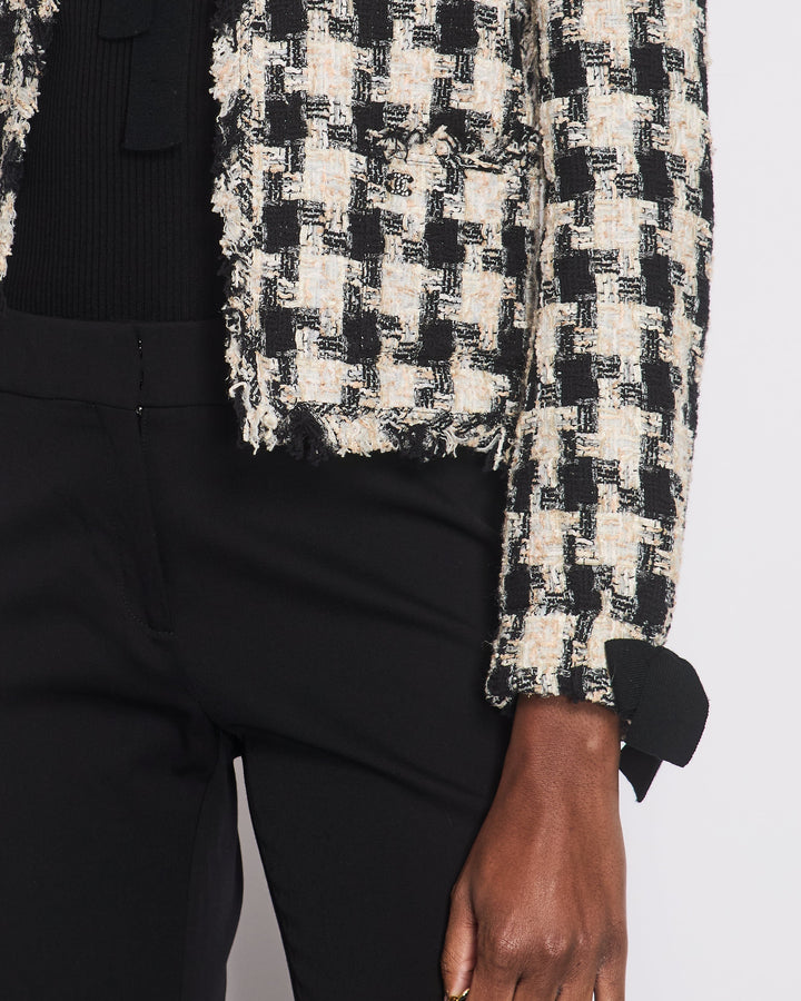 Top Quality Chanel 04/A Black Tweed Jacket with Bow Tie Detail Size FR 36 (UK 8)