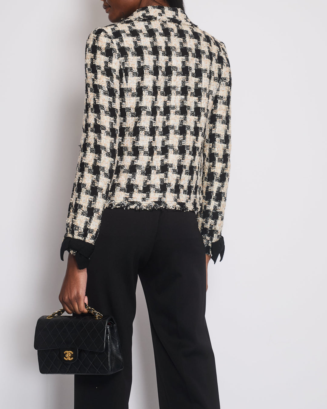 Top Quality Chanel 04/A Black Tweed Jacket with Bow Tie Detail Size FR 36 (UK 8)