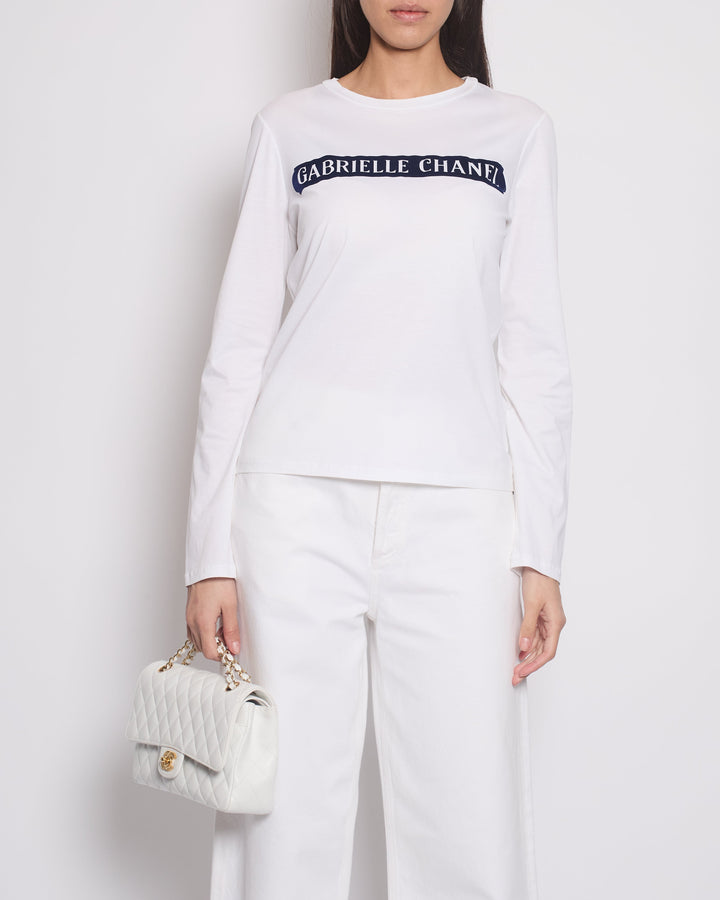 Top Quality Chanel White Short Sleeve Top with Gabrielle Top Quality Chanel Logo Size FR 38 (UK 10)