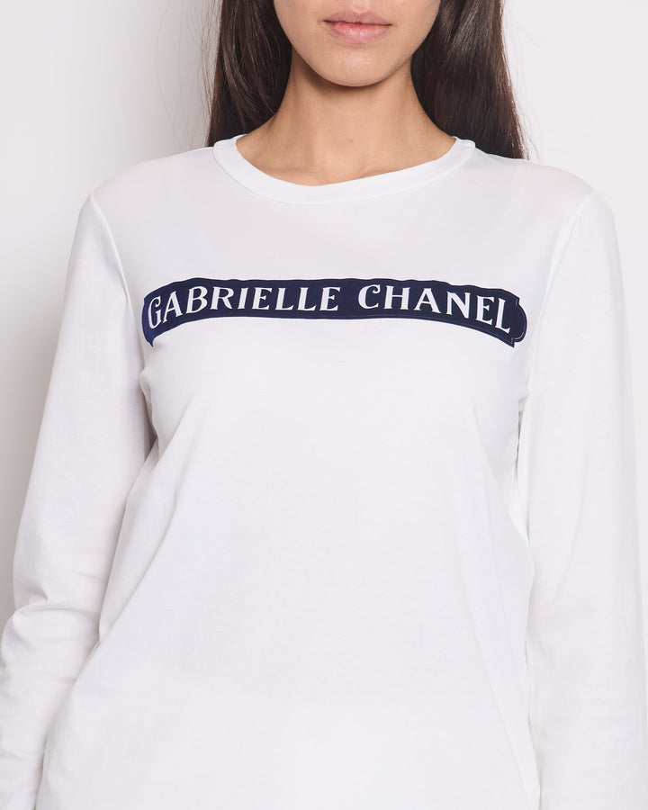 Top Quality Chanel White Short Sleeve Top with Gabrielle Top Quality Chanel Logo Size FR 38 (UK 10)