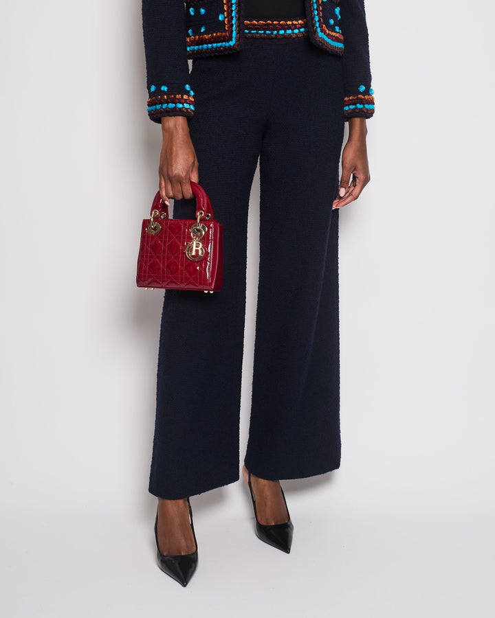 Top Quality Chanel for Bergdorf Newman AW/97 Navy Boucle Cropped Jacket with Matching Trousers Size FR 36 (UK 8)