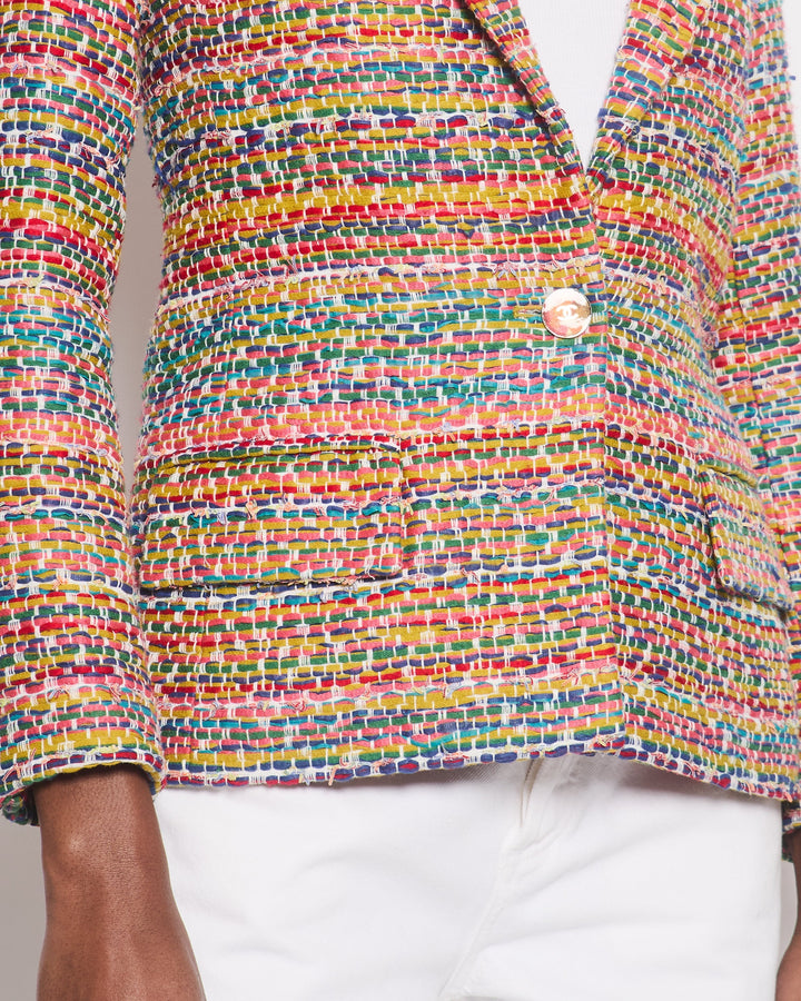 Top Quality Chanel Resort 2016 Multicolour Tweed Single Breasted Blazer Size FR 34 (UK 6)