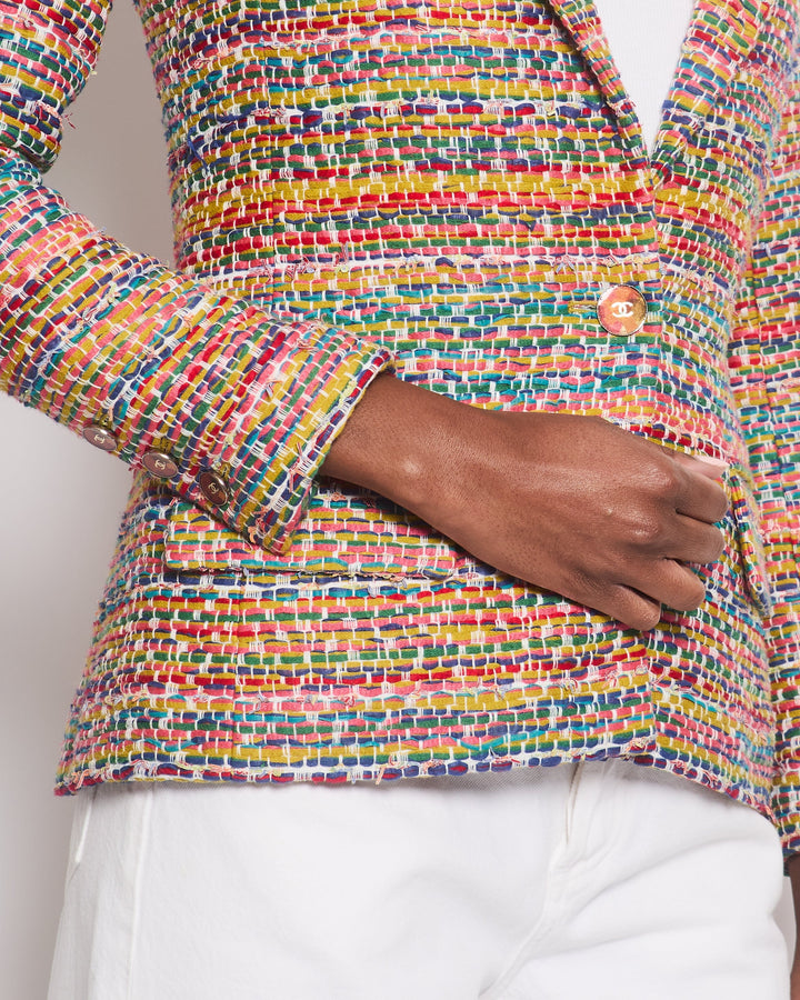 Top Quality Chanel Resort 2016 Multicolour Tweed Single Breasted Blazer Size FR 34 (UK 6)