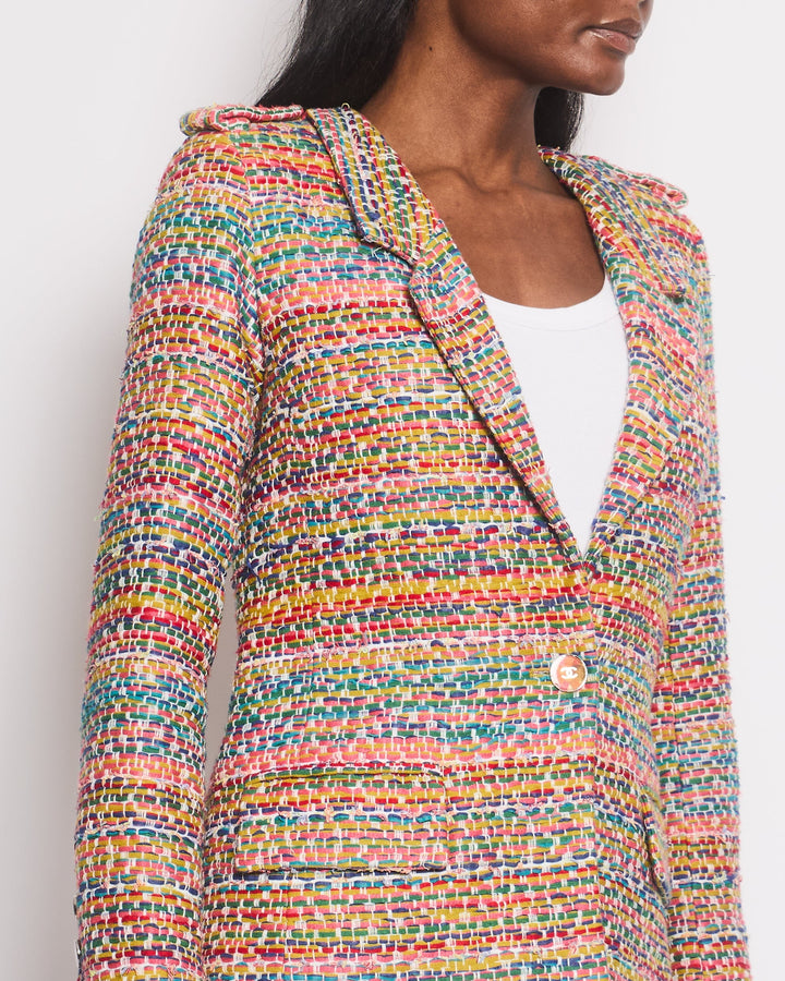 Top Quality Chanel Resort 2016 Multicolour Tweed Single Breasted Blazer Size FR 34 (UK 6)