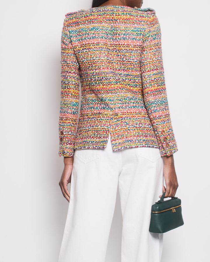 Top Quality Chanel Resort 2016 Multicolour Tweed Single Breasted Blazer Size FR 34 (UK 6)