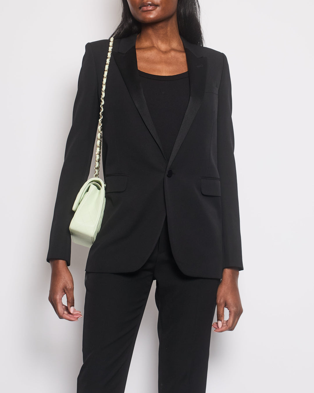 Saint Laurent Black Suit Jacket and Trouser Set With Silk Lapel Detail Size FR 34/36 (UK 6/8)