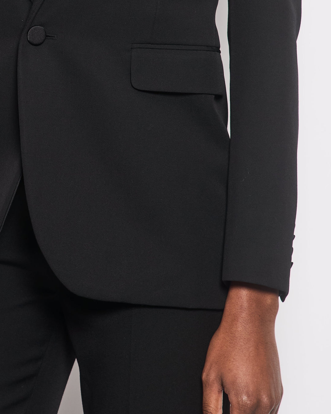 Saint Laurent Black Suit Jacket and Trouser Set With Silk Lapel Detail Size FR 34/36 (UK 6/8)