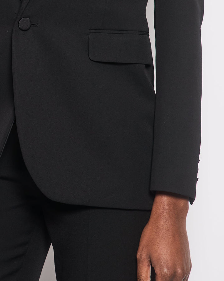 Saint Laurent Black Suit Jacket and Trouser Set With Silk Lapel Detail Size FR 34/36 (UK 6/8)