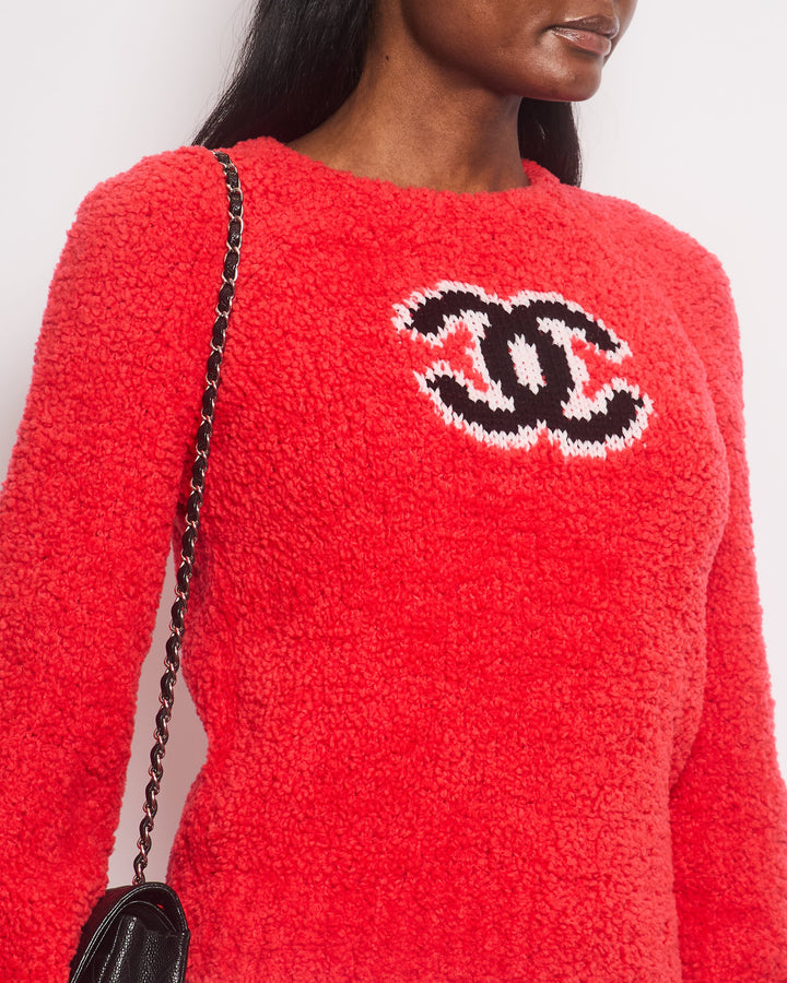Top Quality Chanel Red Fall 2019 Runway Teddy CC Jumper FR 34 (UK 6)