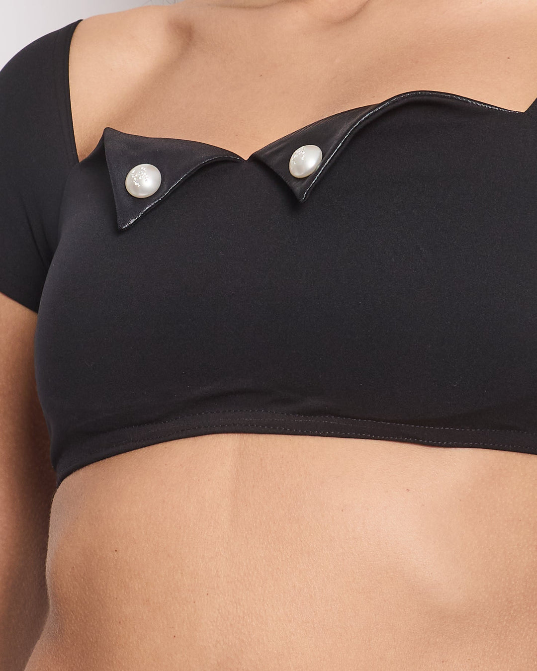 Top Quality Chanel 21M Black Swim Top with Crystal CC Pearl Detail Size FR 34 (UK 6)