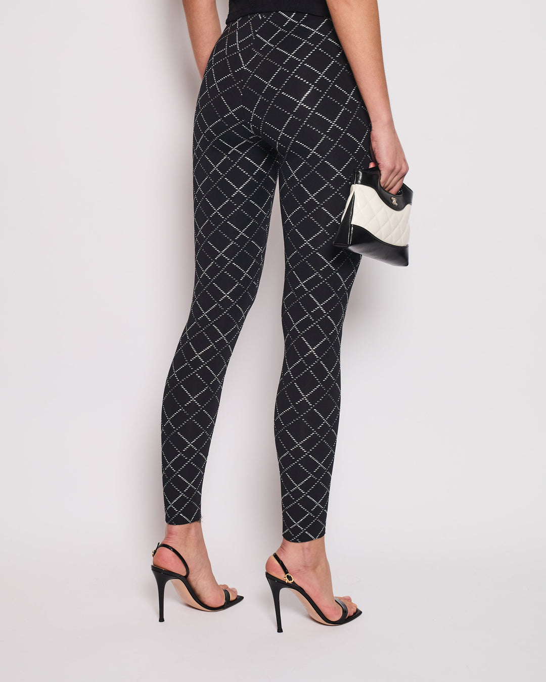 Top Quality Chanel Black Leggings with Silver Quilted Details Size FR 34 (UK 6)