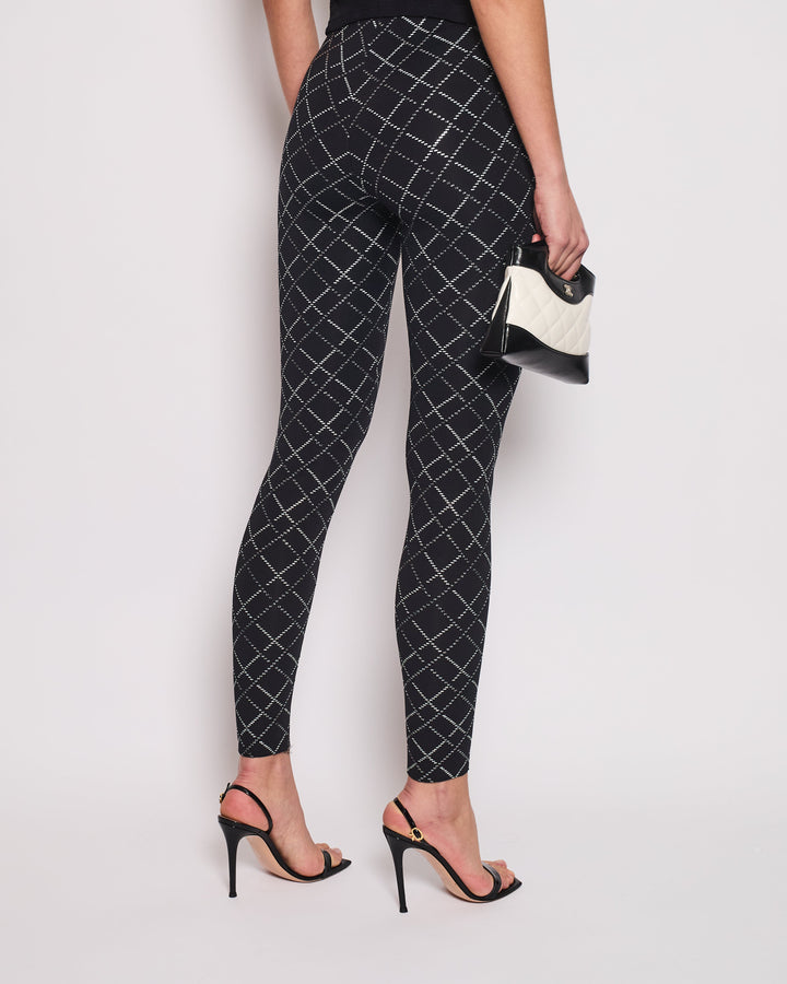 Top Quality Chanel Black Leggings with Silver Quilted Details Size FR 34 (UK 6)