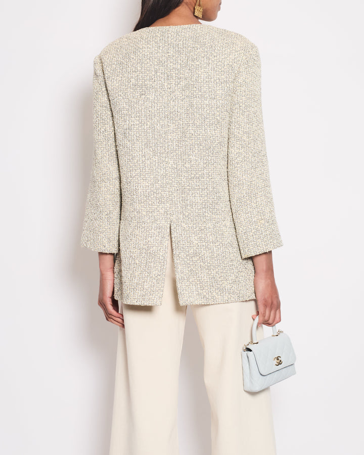 Top Quality Chanel Black and Beige Tweed Jacket With Pocket Detail Size FR 42 (UK 14)