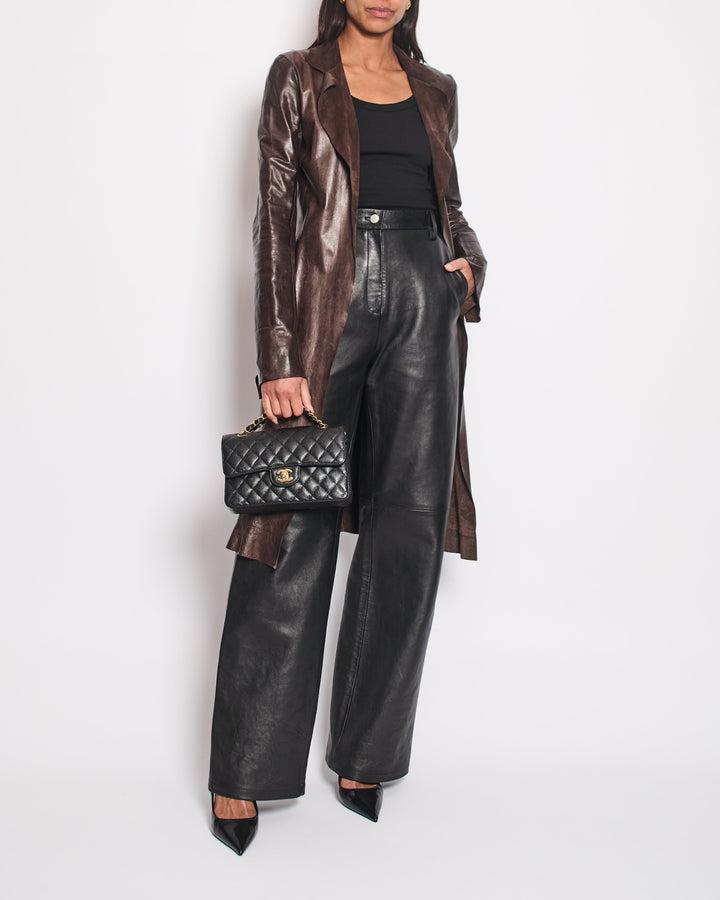 Top Quality Chanel Vintage 02/A Long Line Leather Jacket Size FR 38 (UK 10)