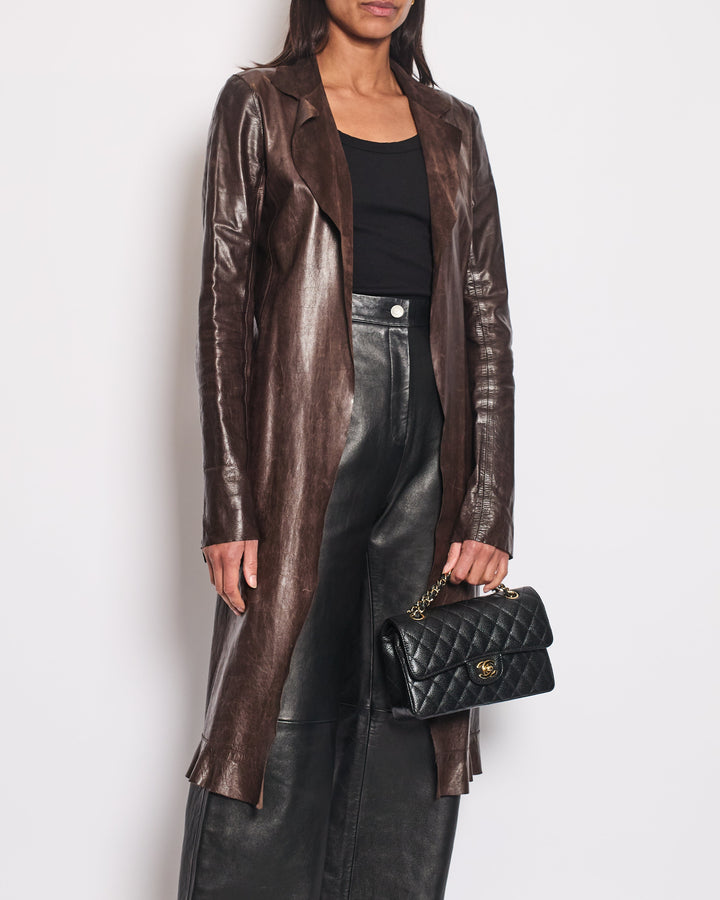 Top Quality Chanel Vintage 02/A Long Line Leather Jacket Size FR 38 (UK 10)