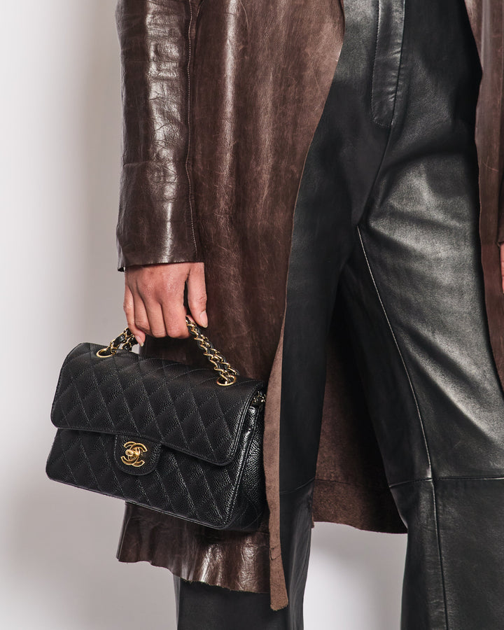 Top Quality Chanel Vintage 02/A Long Line Leather Jacket Size FR 38 (UK 10)