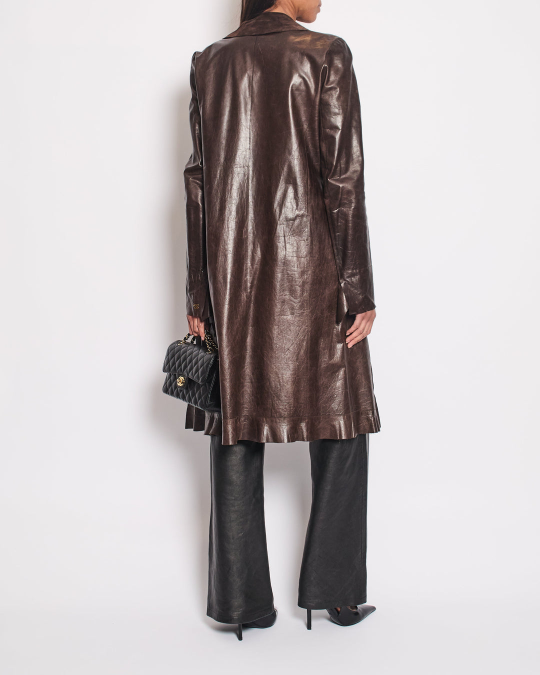 Top Quality Chanel Vintage 02/A Long Line Leather Jacket Size FR 38 (UK 10)