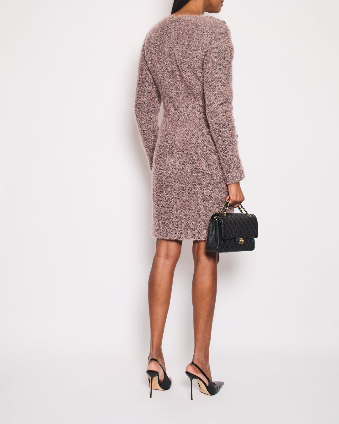 Top Quality Chanel Pink and Black Dress with Button Details Size FR 42 (UK 14)