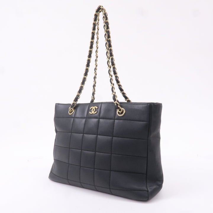 Top Quality Chanel Chocolate Bar Lamb Skin Chain Tote Bag Black A17859