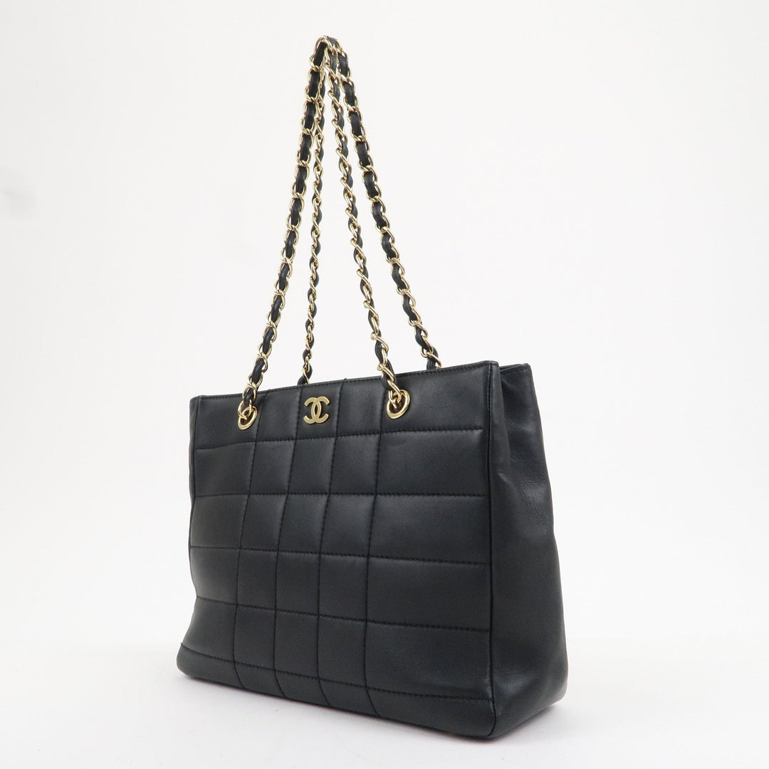 Top Quality Chanel Chocolate Bar Lamb Skin Chain Tote Bag Black