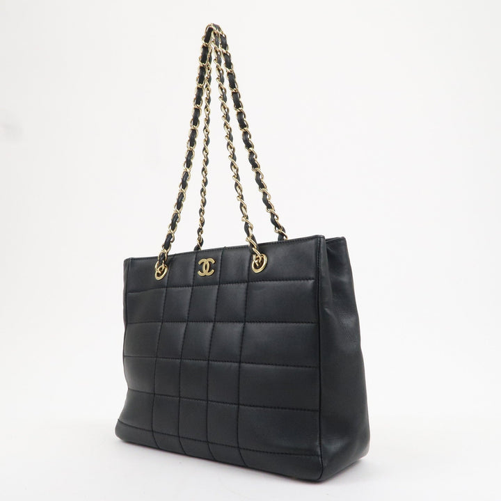 Top Quality Chanel Chocolate Bar Lamb Skin Chain Tote Bag Black