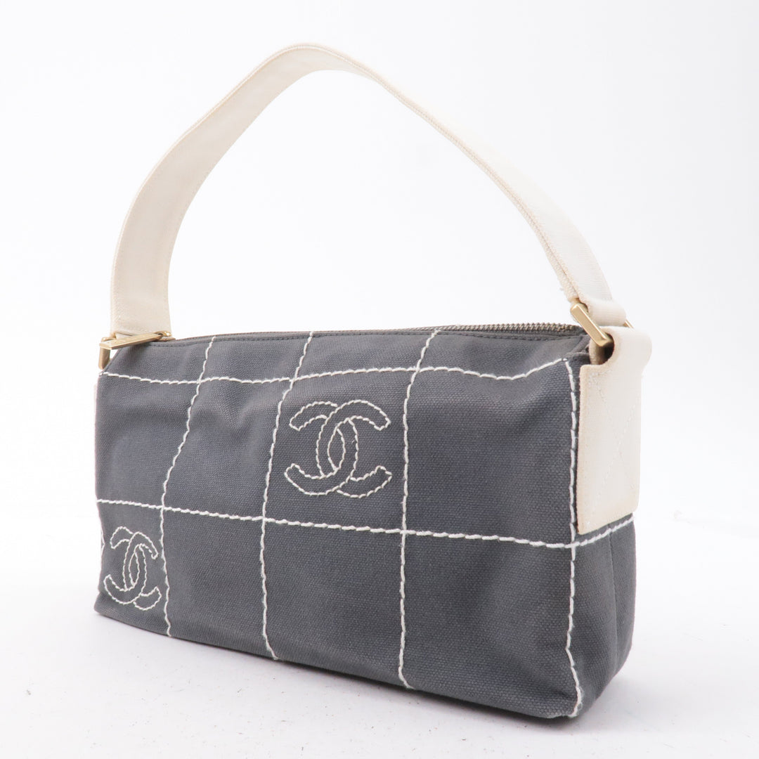 Top Quality Chanel Chocolate Bar Wild Stitch Canvas Hand Bag Gray