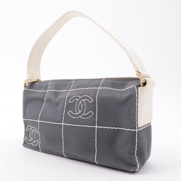 Top Quality Chanel Chocolate Bar Wild Stitch Canvas Hand Bag Gray