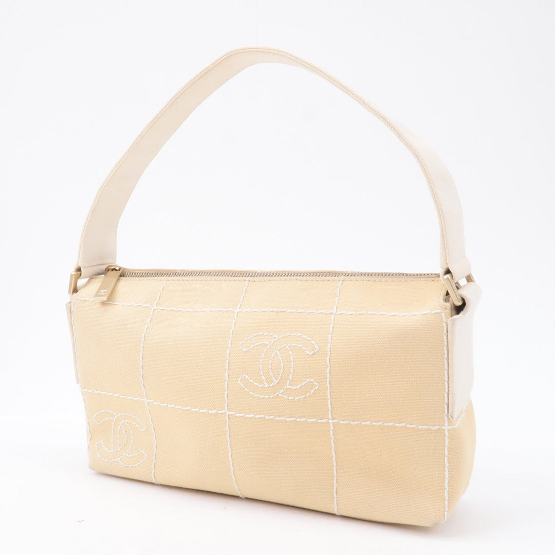 Top Quality Chanel Chocolate Bar Canvas Hand Bag Shoulder Bag Beige