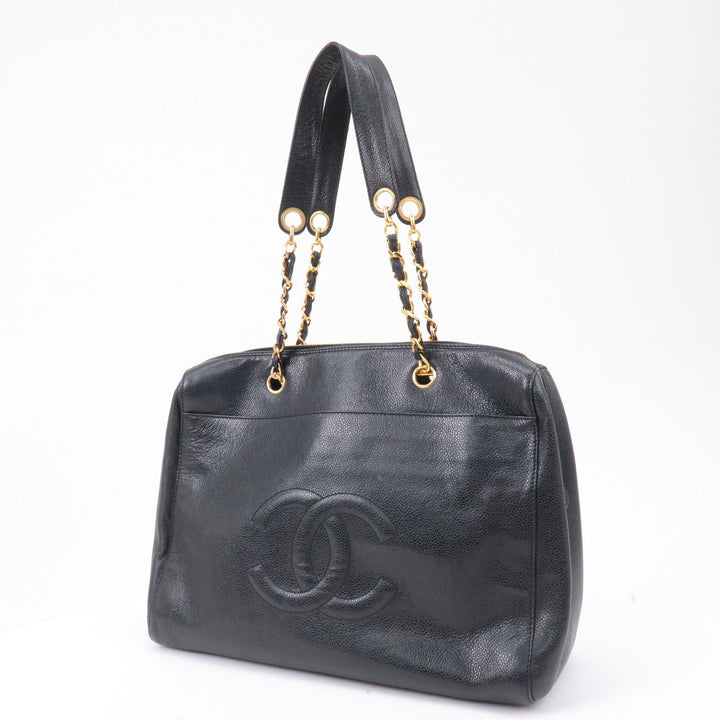 Top Quality Chanel Caviar Skin Chain Tote Bag Shoulder Bag Gold Black