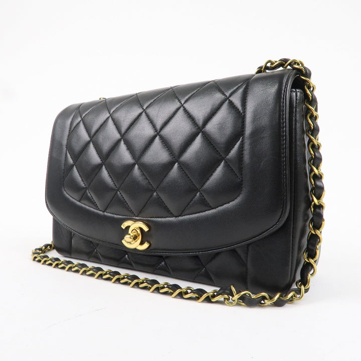 Top Quality Chanel Matelasse Lambskin Diana Chain Shoulder Bag Black A01165