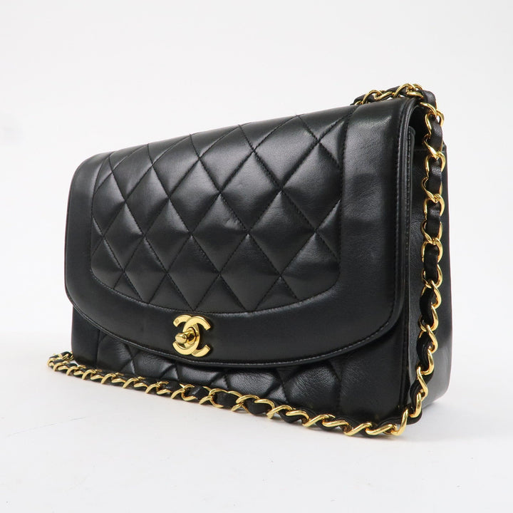 Top Quality Chanel Matelasse Lambskin Diana Chain Shoulder Bag Black A01165