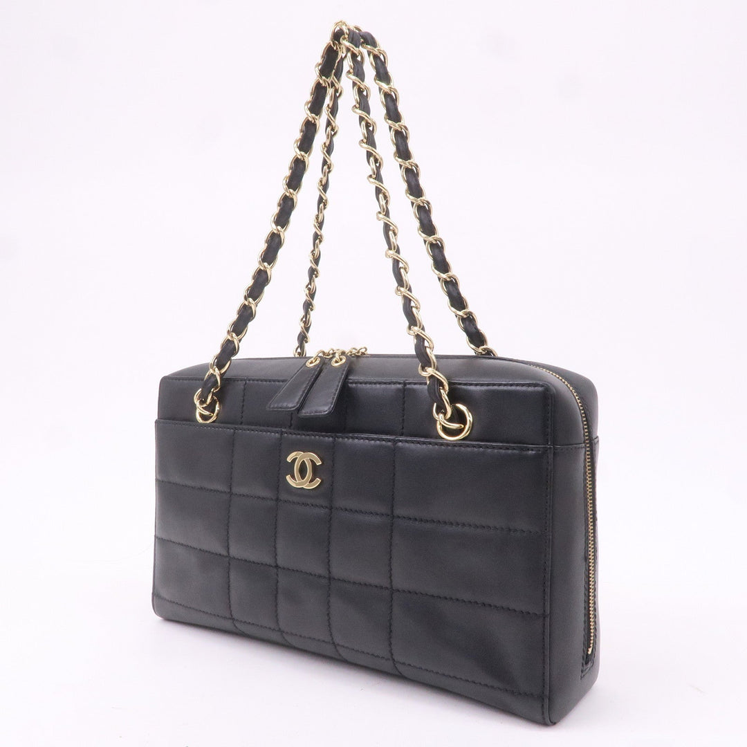 Top Quality Chanel Chocolate Bar Lamb Skin Chain Shoulder Bag Black