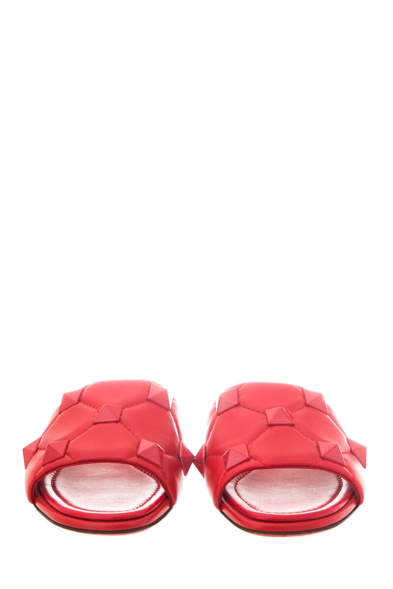 Valentino Red Leather Rockstud Slides SZ 35