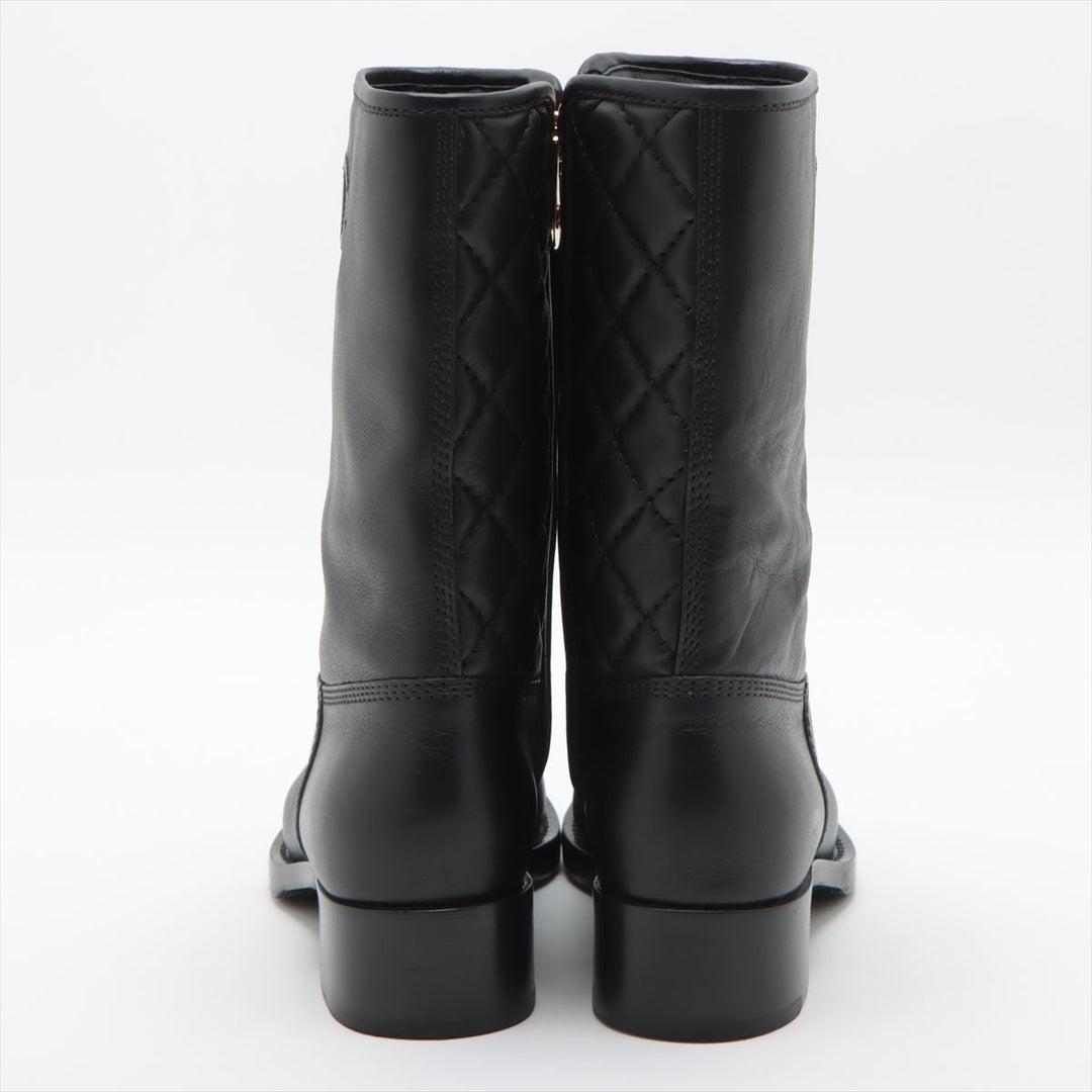 Top Quality Chanel Coco Leather Short Boots 36C  Black G36707 Matrasse Side Zip