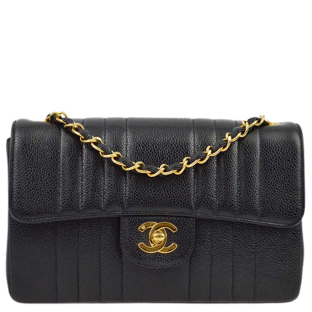 Top Quality Chanel Black Caviar Classic Flap Mademoiselle Chain Shoulder Bag