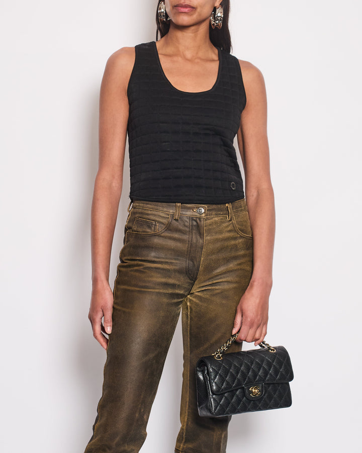 Top Quality Chanel Black Quilted Cotton Sleeveless Top FR 36 (UK 8)