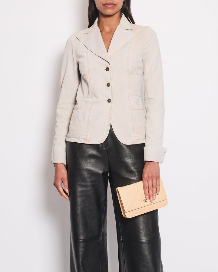 Top Quality Chanel Washed Lilac Cotton Jacket with Ruthenium CC Buttons Detail Size FR 36 (UK 8)
