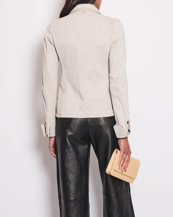 Top Quality Chanel Washed Lilac Cotton Jacket with Ruthenium CC Buttons Detail Size FR 36 (UK 8)