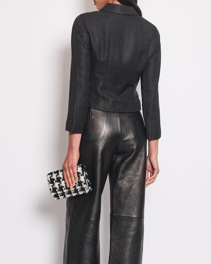 Top Quality Chanel Vintage Black Zip Up Textured Jacket Size FR 40 (UK 12)