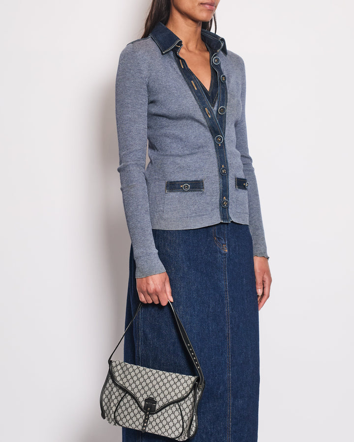 *HOT & RARE* Top Quality Chanel 07P Blue Sleeveless Top and igan Set with Denim Detail and CC Buttons Size FR 36/38 (UK 8/10)