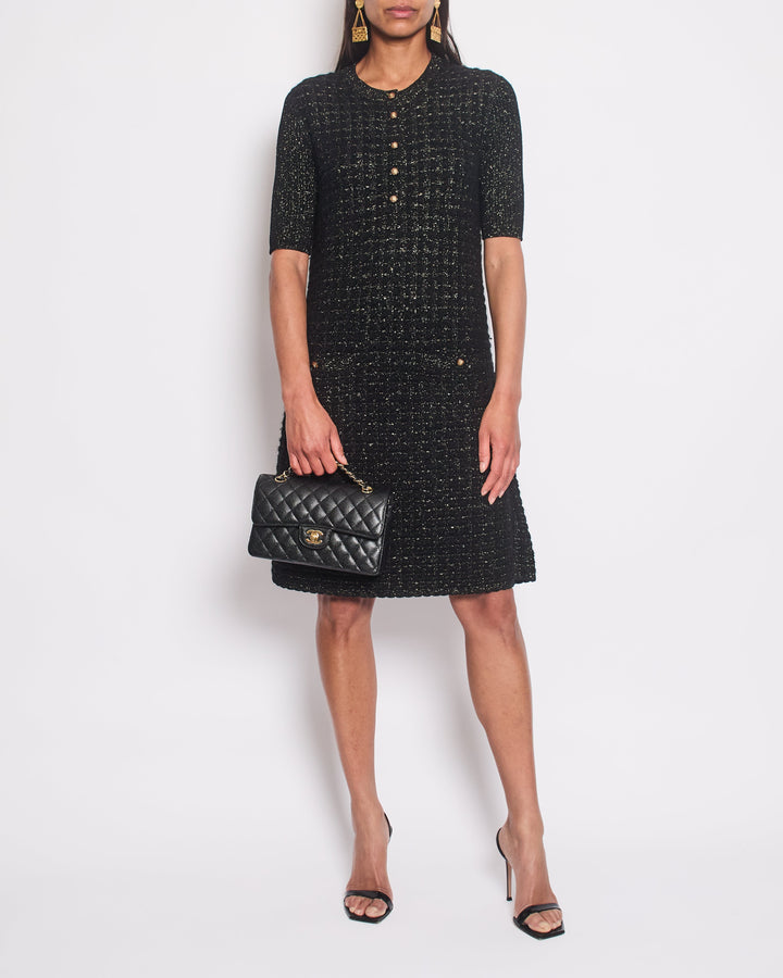 Top Quality Chanel Black and Gold Dress with Button Detail FR 40 (UK 12)