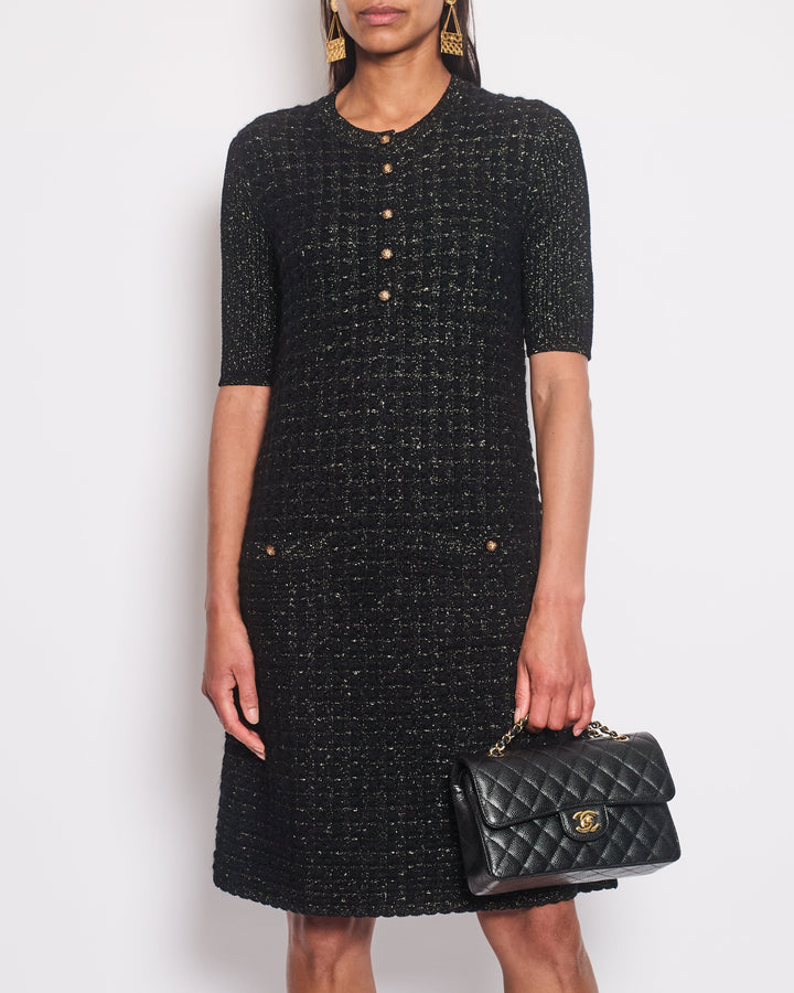 Top Quality Chanel Black and Gold Dress with Button Detail FR 40 (UK 12)
