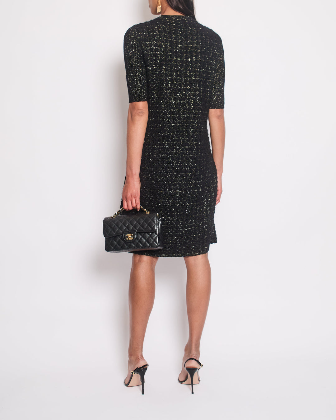 Top Quality Chanel Black and Gold Dress with Button Detail FR 40 (UK 12)