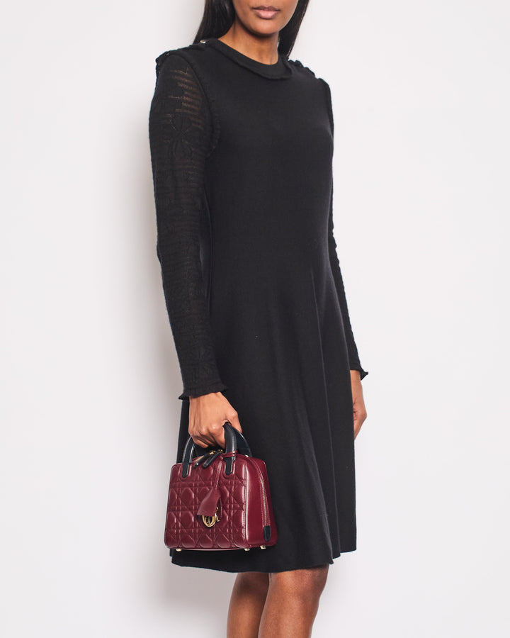 Top Quality Chanel Black Long Sleeve Cashmere Midi Dress with Silver Logo Button Details Size FR 42 (UK 14)