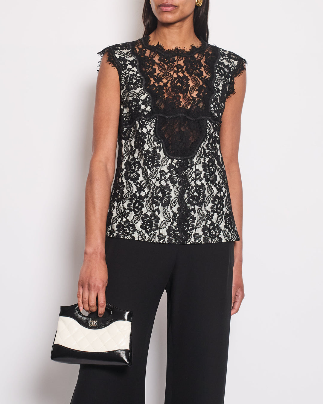 Top Quality Chanel Black Double Breasted Lace Blazer with Matching Short Sleeve Vest Size FR 42 (UK 14)