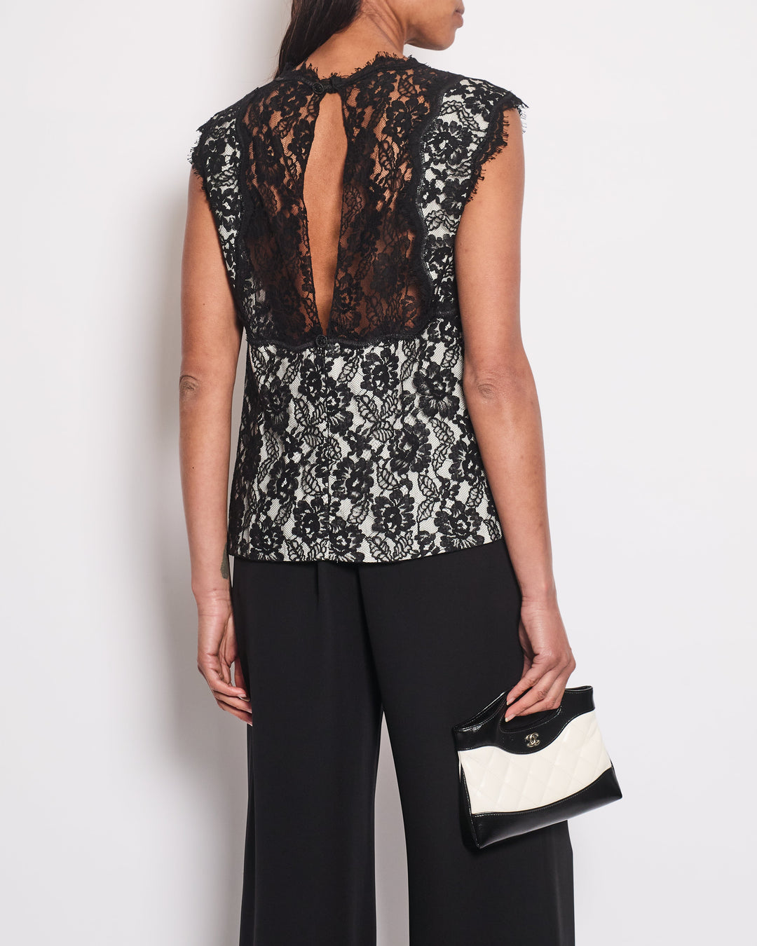 Top Quality Chanel Black Double Breasted Lace Blazer with Matching Short Sleeve Vest Size FR 42 (UK 14)