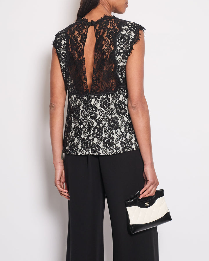 Top Quality Chanel Black Double Breasted Lace Blazer with Matching Short Sleeve Vest Size FR 42 (UK 14)