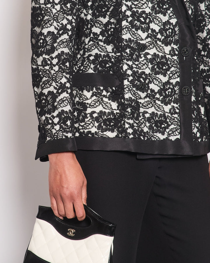 Top Quality Chanel Black Double Breasted Lace Blazer with Matching Short Sleeve Vest Size FR 42 (UK 14)