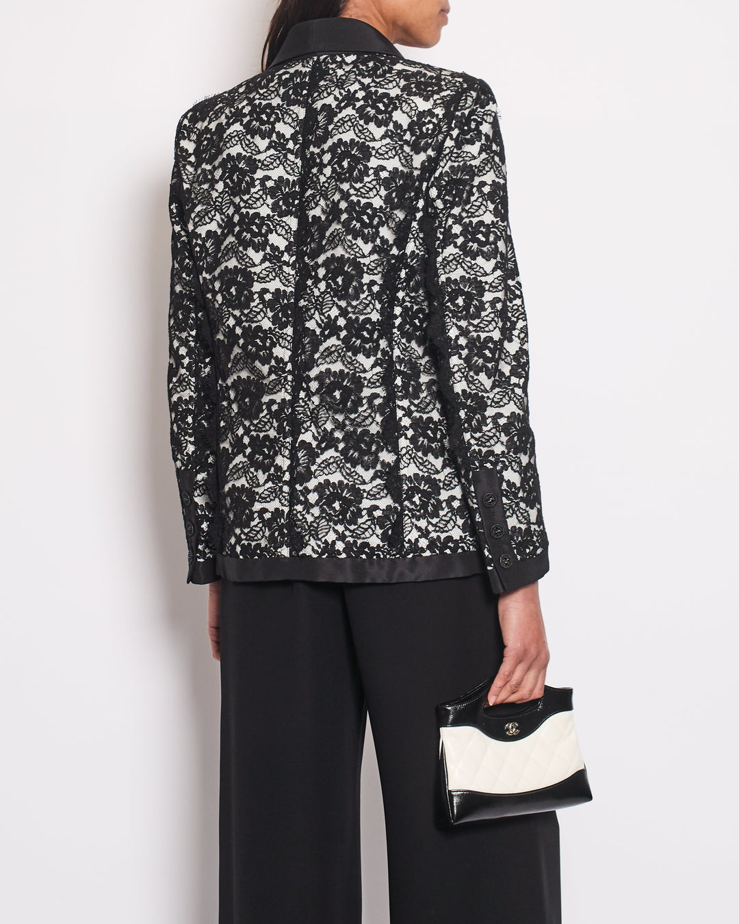 Top Quality Chanel Black Double Breasted Lace Blazer with Matching Short Sleeve Vest Size FR 42 (UK 14)
